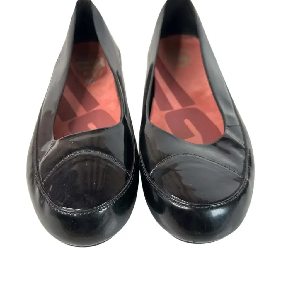 FitFlop Due Patent Ballet Flats Black Leather Platform Comfort Casual Travel 11
